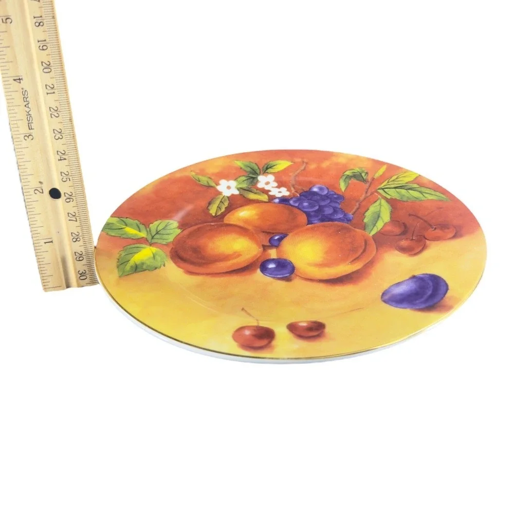 T‎ LIMOGES Fruit Porcelain Plate Dish Casa Elite France Set 4 Colorful Fruit VTG